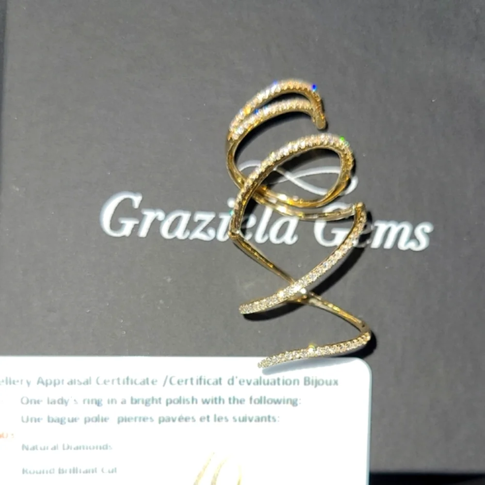 14k Diamond Graziela Gems Gold Diamond Swirl Ring - Picture 12 of 12